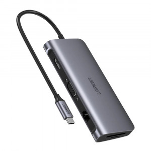 Hub 3xUSB, tip C PD100W, VGA, HDMI, RJ45, SD, TF - Ugreen (40873) - Gray - Img 2