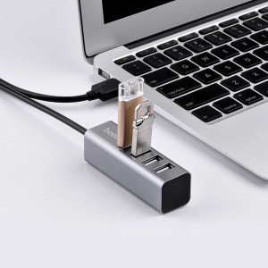 Hub USB la 4x USB 2.0, 480Mbps, 5V - Hoco (HB1) - Tarnish - Img 4