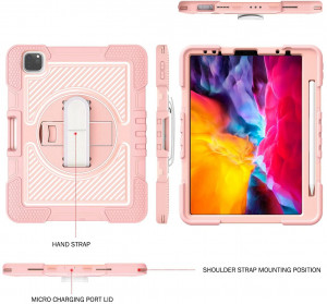 Husa pentru iPad Air 4 / 5 (2020/2022) / iPad Pro 11 (2018 / 2020 / 2021 / 2022) - Techsuit StripeShell 360 - Pink - Img 4