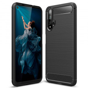 Husa telefon Huawei Nova 5T / Honor 20 - Techsuit Carbon Silicone - Black - Img 1