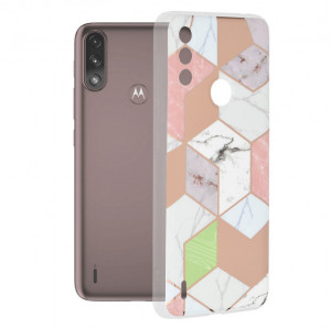 Husa telefon Motorola Moto E7 Power / Moto E7i Power - Techsuit Marble Series - Purple Hex - Img 1