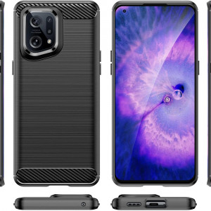 Husa telefon Oppo Find X5 - Techsuit Carbon Silicone - Black - Img 2