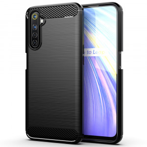 Husa telefon Realme 6 Pro - Techsuit Carbon Silicone - Black - Img 1