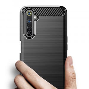 Husa telefon Realme 6 Pro - Techsuit Carbon Silicone - Black - Img 2