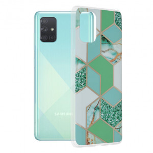 Husa telefon Samsung Galaxy A71 4G - Techsuit Marble Series - Green Hex - Img 1