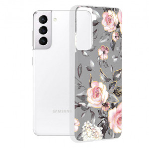 Husa telefon Samsung Galaxy S21 5G - Techsuit Marble Series - Bloom of Ruth Gray - Img 1