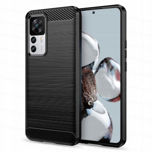 Husa telefon Xiaomi 12T / 12T Pro - Techsuit Carbon Silicone - Black - Img 1
