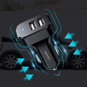 Incarcator Auto C13 + Cablu U35 Micro-USB, Lightning, Type-C 2A - USAMS Kit King Tu Series - Black - Img 2