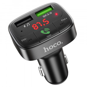 Incarcator Auto cu Modulator FM 2xUSB-A, QC 3.0, 18W, 3.1A - Hoco Promise (E59) - Black - Img 1
