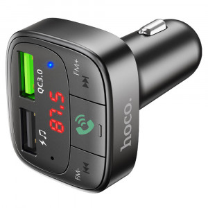 Incarcator Auto cu Modulator FM 2xUSB-A, QC 3.0, 18W, 3.1A - Hoco Promise (E59) - Black - Img 2