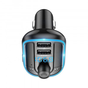 Incarcator Auto cu Modulator FM, Display LED, 2xUSB 3.1A, MicroSD - Yesido (Y44) - Black - Img 3