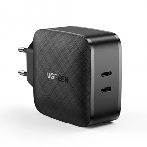 Incarcator Priza 2x USB-C PD GaN 66W, 3.3A - Ugreen (70867) - Black - Img 1