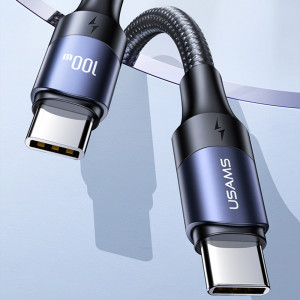 Incarcator Priza 2xUSB-C GaN 100W, 2xUSB-A QC 3.0 + Cablu Type-C 1.2m - USAMS (UCTZ01) - Black - Img 4