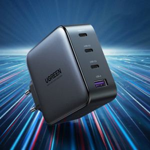 Incarcator Priza Fast Charging GaN 3 x Type-C, USB 100W - Ugreen (40747) - Black - Img 2
