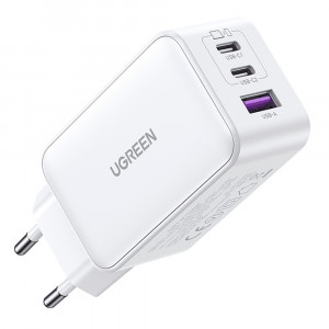 Incarcator Priza USB-A QC 3.0, 2xUSB-C PD GaN 65W, 3.25A - Ugreen Nexode (15334) - White - Img 3
