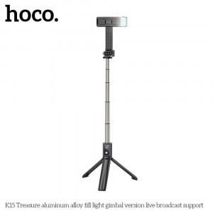 Selfie Stick cu Interfata Surub 1/4 cu Telecomanda si Lumini LED, 80cm - Black - Img 3
