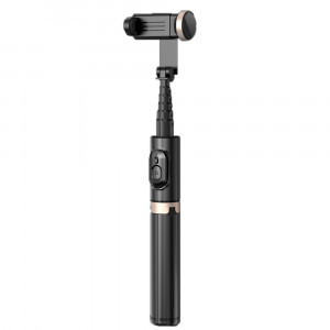 Selfie Stick cu Trepied Stabil si Telecomanda, 73cm - Techsuit (Q12) - Black - Img 1