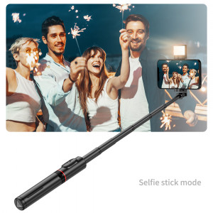 Selfie Stick Stabil Wireless, 77cm - Techsuit LED Tripod (Q12S) - Black - Img 4