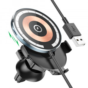 Suport Auto cu Incarcare Fara Fir, 15W - Hoco Discovery Edition (CW42) - Black - Img 3