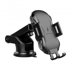 Suport Auto Universal cu Incarcare wireless 10W - Techsuit Premium (CAPD032) - Black - Img 1