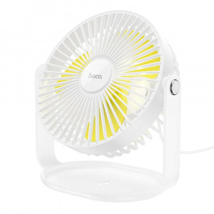 Ventilator Mic pentru Birou cu Lumina LED - Hoco (F14) - White - Img 2