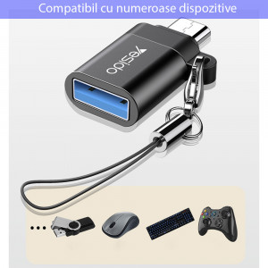 Adaptor OTG Micro-USB la USB 5Gbps - Yesido GS07 - Black - Img 3