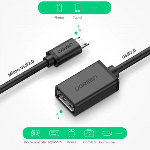 Adaptor USB to Micro-USB 480Mbps, 15cm - Ugreen (10396) - Black - Img 4