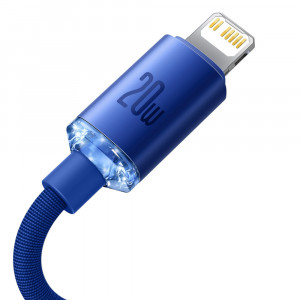 Cablu de Date Type-C la Lightning 20W, 2m - Baseus Crystal Shine (CAJY000303) - Blue - Img 2