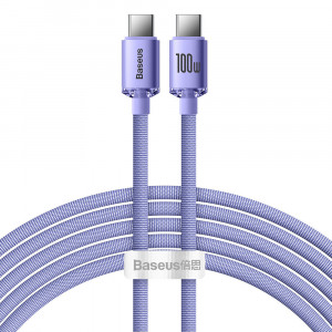Cablu de Date Type-C la Type-C 100W, 2m - Baseus Crystal Shine (CAJY000705) - Purple - Img 1