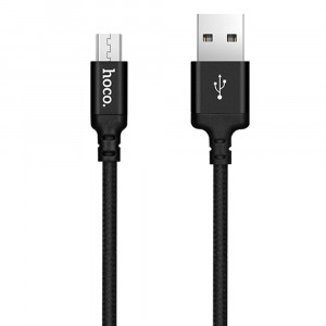 Cablu de Date USB-A la Micro-USB 2.4A, 1m - Hoco Double (X14) - Black - Img 1