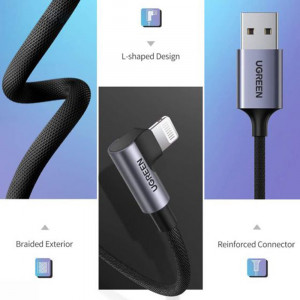 Cablu de Date USB la Lightning 2.4A, 1.5m - Ugreen (60770) - Black - Img 3