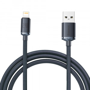 Cablu de Date USB la Lightning 2.4A, 2m - Baseus Crystal Shine (CAJY000101) - Black - Img 1