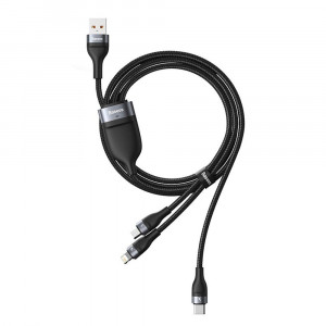 Cablu de Date USB la Lightning, Micro-USB, Type-C 66W, 1.2m - Baseus Flash Series (CA1T3-G1) - Gray - Img 4