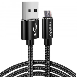 Cablu de Date USB la Micro-USB 2.4A, 1.2m - Yesido (CA-57) - Black - Img 1