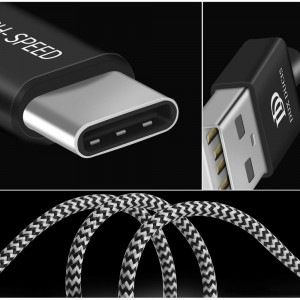 Cablu de Date USB la Type-C 2.1A, 3m - Dux Ducis K-ONE - White Black - Img 4