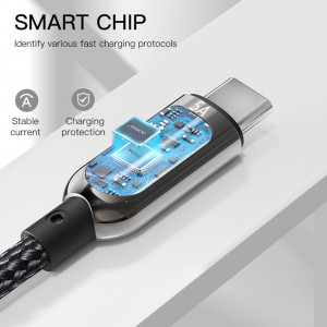 Cablu de Date USB la Type-C, 66W, 5A, Display Digital, 1.2m - Yesido (CA-85) - Black - Img 4