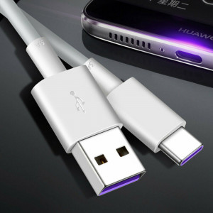 Cablu de Date USB la Type-C Fast Charge 5A, 480Mbps, 1m - Huawei AP71 (HL-1289) - White (Bulk Packing) - Img 3