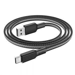 Cablu de Date USB la Type-C PD 60W, 3A, 1m - Hoco Jaeger (X69) - Black / White - Img 3