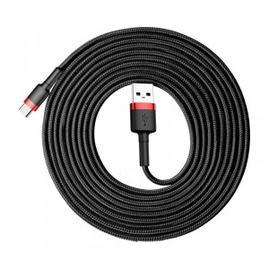 Cablu de Date USB Type-C, 2A, 3m - Baseus Cafule (CATKLF-U91) - Red Black - Img 4