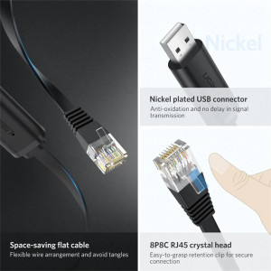 Cablu de Internet USB-A la RJ45 3m - Ugreen (60813) - Black - Img 3