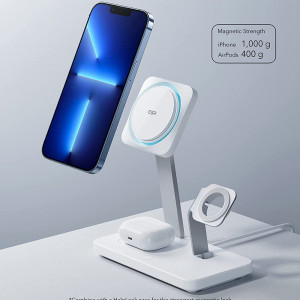 ESR - Wireless Charging Station 3in1 HaloLock - with CryoBoost, for iPhone, AirPods and Apple Watch - Arctic White - Img 2