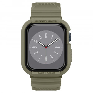 Husa pentru Apple Watch 4 / 5 / 6 / 7 / 8 / SE / SE 2 (44 / 45mm) + Curea - Spigen Rugged Armor Pro - Vintage Khaki - Img 3