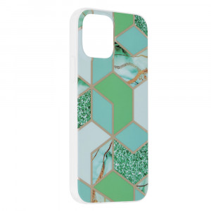 Husa telefon iPhone 12 / 12 Pro - Techsuit Marble Series - Green Hex - Img 2