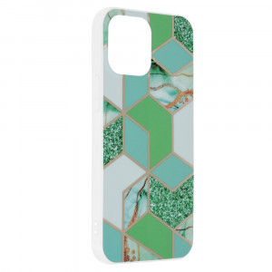 Husa telefon iPhone 13 Pro Max - Techsuit Marble Series - Green Hex - Img 2