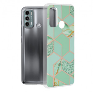 Husa telefon Motorola Moto G60 - Techsuit Marble Series - Green Hex - Img 1
