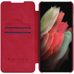 Husa telefon Samsung Galaxy S21 FE 5G - Nillkin QIN Leather Case - Red - Img 3