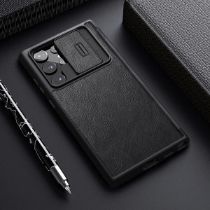Husa telefon Samsung Galaxy S22 Ultra 5G - Nillkin QIN Leather Pro Case - Black - Img 4