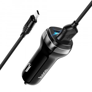 Incarcator Auto 2xUSB, 12W, 2.4A + Cablu Micro-USB 1m - Hoco (Z40 Superior) - Black - Img 1