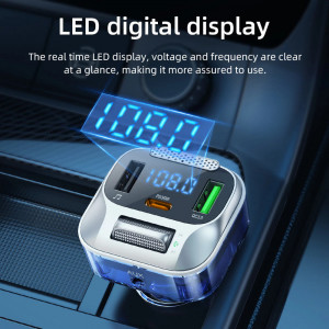 Incarcator Auto cu Modulator FM PD30W + USB QC3.0 - Hoco (E75) - Dark Blue - Img 4
