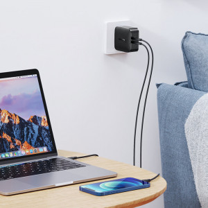 Incarcator Priza 2x USB-C PD GaN 66W, 3.3A - Ugreen (70867) - Black - Img 3
